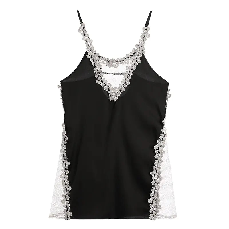 Lace Backless Sleep Dress with Side Slits (Fashion)